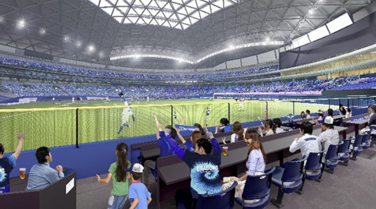 Rendering of the new Homerun Wing table seats at Vantelin Dome Nagoya