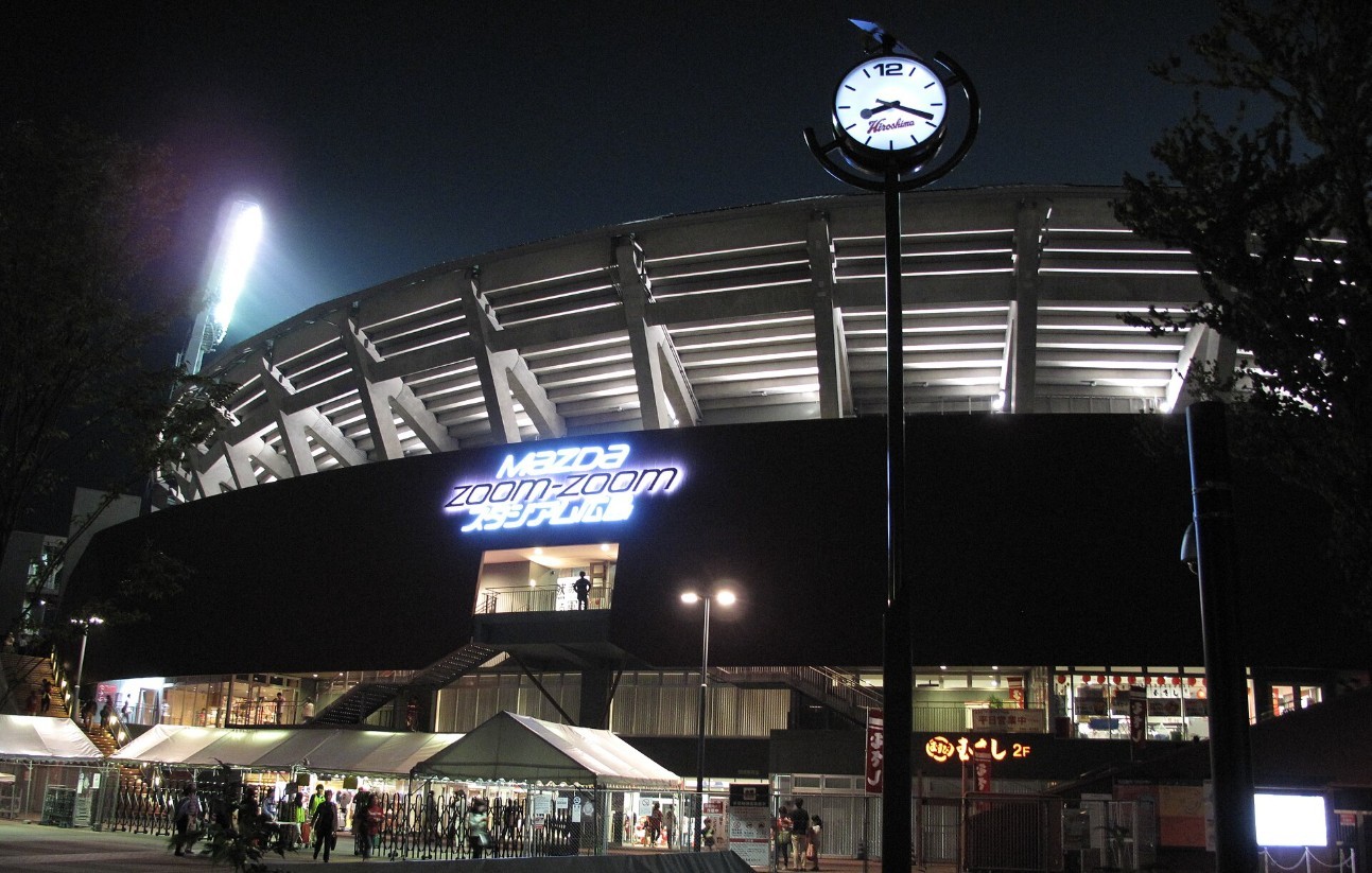 Mazda Zoom-Zoom Stadium Hiroshima at night, early after opening in 2009