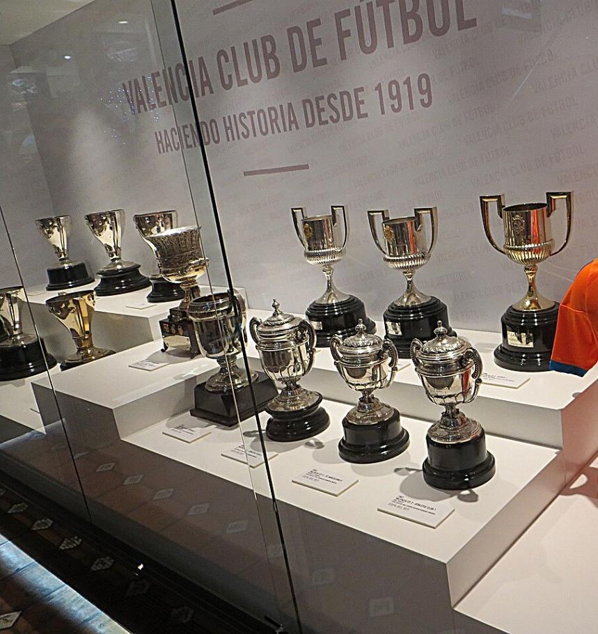 Trophies and jerseys on display at the club museum (December 2014)