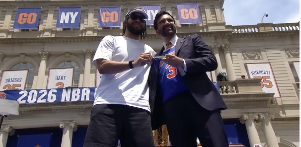 Knicks championship celebration in front of New York City Hall, June 18, 2026