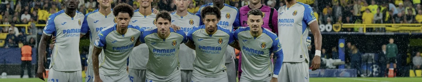 Villarreal's 2025-26 Champions League squad, wearing the Pamesa Ceramica sponsor logo