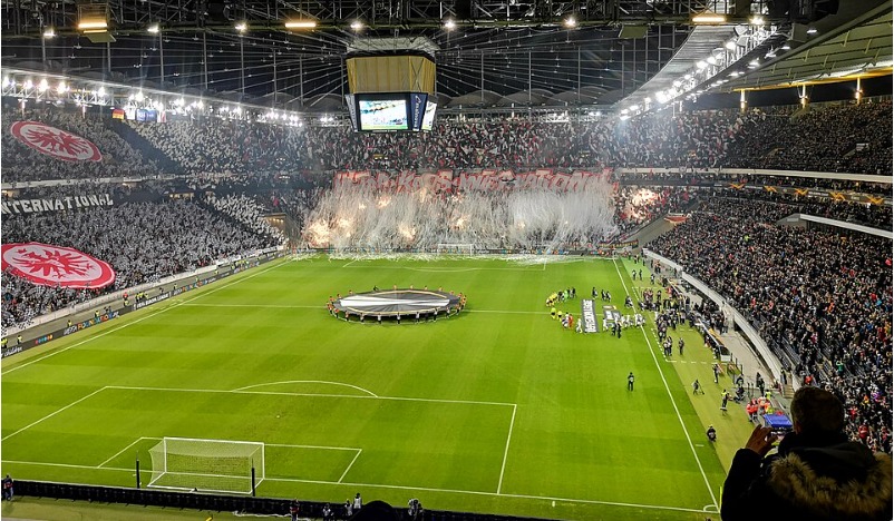 Inside Deutsche Bank Park during the match against Marseille, November 2018