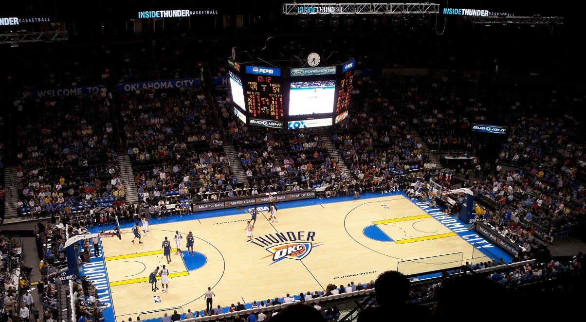 An Oklahoma City Thunder home game on November 2, 2008, when the arena was still called the Ford Center