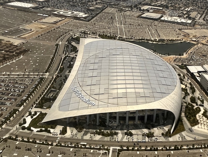 Aerial view of SoFi Stadium, July 2022